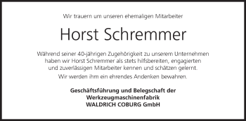 Anzeige von Horst Schremmer von MGO