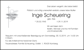 Anzeige von Inge Scheuering von MGO