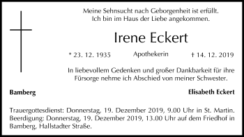 Anzeige von Irene Eckert von MGO