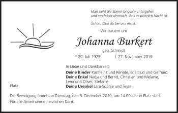Anzeige von Johanna Burkert von MGO