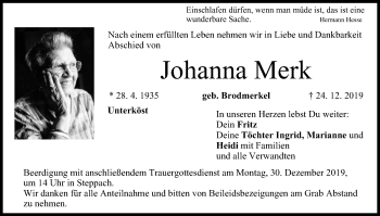 Anzeige von Johanna Merk von MGO