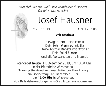 Anzeige von Josef Hausner von MGO