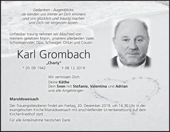 Anzeige von Karl Grombach von MGO