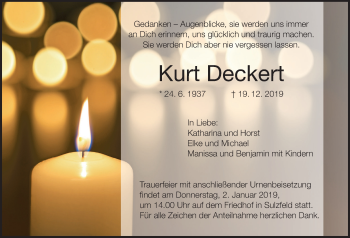 Anzeige von Kurt Deckert von MGO