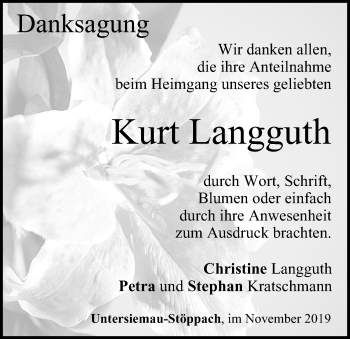 Anzeige von Kurt Langguth von MGO