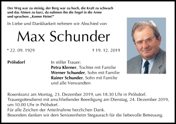 Anzeige von Max Schunder von MGO