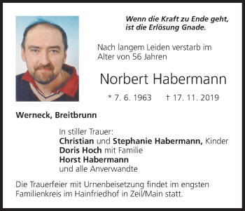 Anzeige von Norbert Habermann von MGO