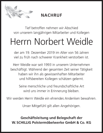Anzeige von Norbert Weidle von MGO