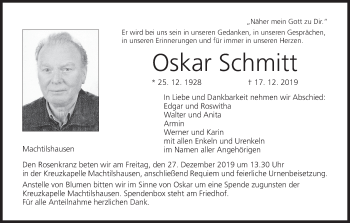 Anzeige von Oskar Schmitt von MGO