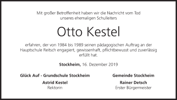 Anzeige von Otto Kestel von MGO