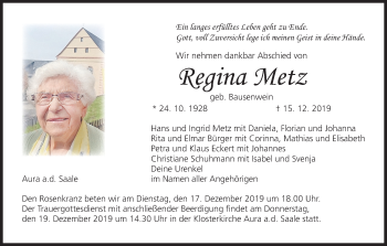 Anzeige von Regina Metz von MGO