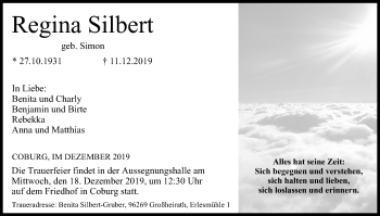 Anzeige von Regina Silbert von MGO