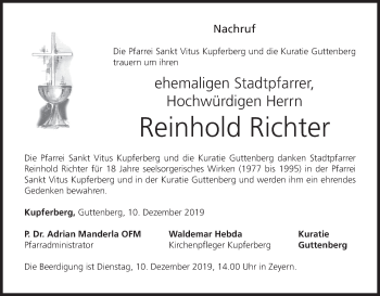 Anzeige von Reinhold Richter von MGO