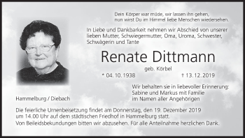 Anzeige von Renate Dittmann von MGO