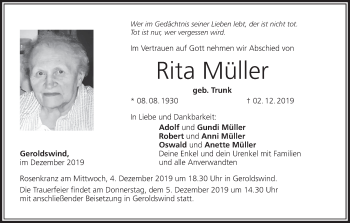 Anzeige von Rita Müller von MGO
