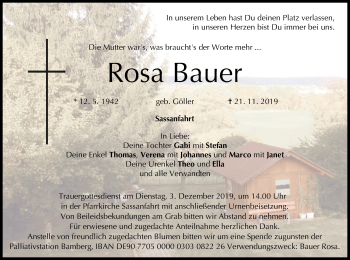 Anzeige von Rosa Bauer von MGO