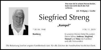 Anzeige von Siegfried Streng von MGO
