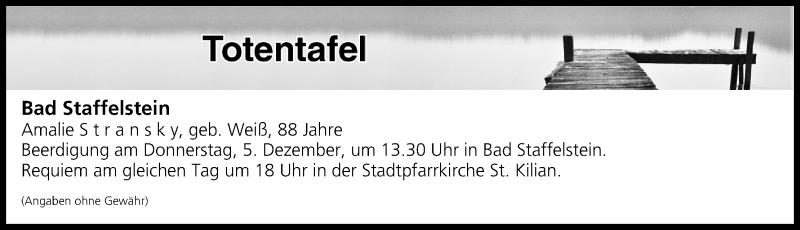  Traueranzeige für Totentafel vom 04.12.2019 vom 04.12.2019 aus MGO