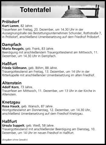 Anzeige von Totentafel vom 10.12.2019 von MGO