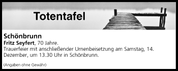 Anzeige von Totentafel vom 13.12.2019 von MGO