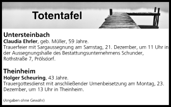 Anzeige von Totentafel vom 21.12.2019 von MGO