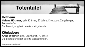 Anzeige von Totentafel vom 28.12.2019 von MGO