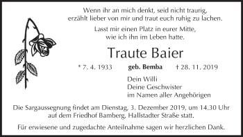 Anzeige von Traute Baier von MGO