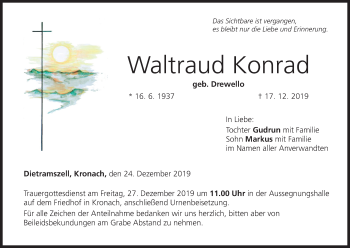 Anzeige von Waltraud Konrad von MGO
