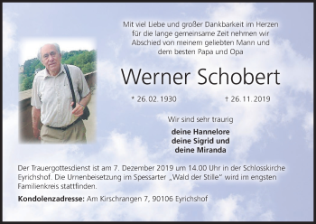 Anzeige von Werner Schobert von MGO