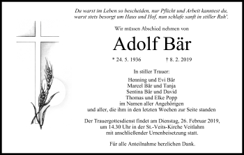 Anzeige von Adolf Bär von MGO