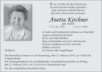 Anzeige von Anetta Kirchner von MGO