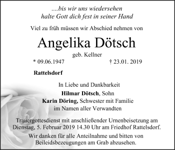 Anzeige von Angelika Dötsch von MGO