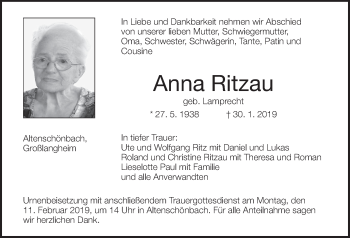 Anzeige von Anna Ritzau von MGO