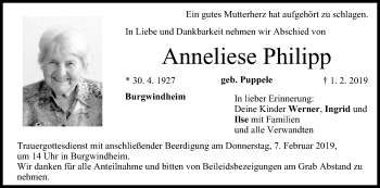 Anzeige von Anneliese Philipp von MGO