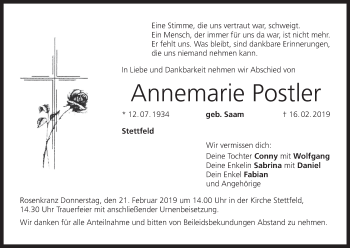 Anzeige von Annemarie Postler von MGO