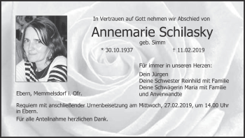 Anzeige von Annemarie Schilasky von MGO