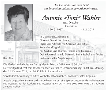 Anzeige von Antonie Wahler von MGO
