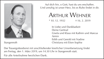 Anzeige von Arthur Wehner von MGO