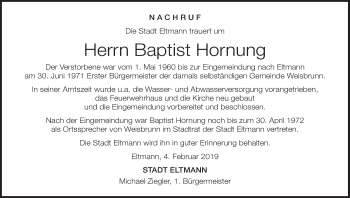 Anzeige von Baptist Hornung von MGO