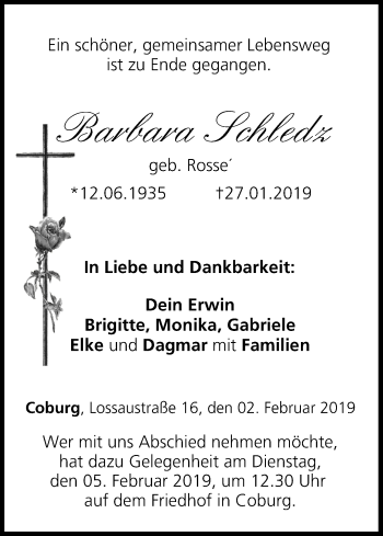 Anzeige von Barbara Schledz von MGO