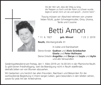 Anzeige von Betti Amon von MGO