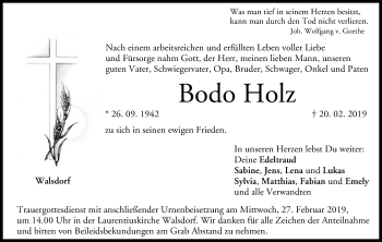 Anzeige von Bodo Holz von MGO
