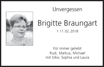 Anzeige von Brigitte Braungart von MGO