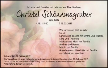 Anzeige von Christel Schönamsgruber von MGO
