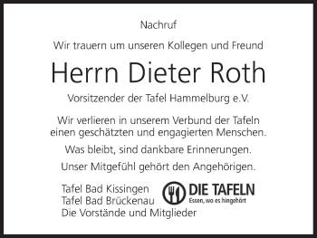 Anzeige von Dieter Roth von MGO