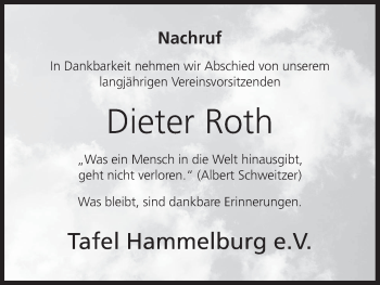 Anzeige von Dieter Roth von MGO