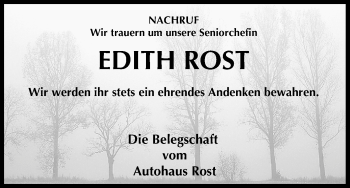Anzeige von Edith Rost von MGO