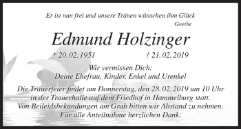 Anzeige von Edmund Holzinger von MGO