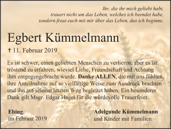 Anzeige von Egbert Kümmelmann von MGO
