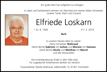 Anzeige von Elfriede Loskarn von MGO